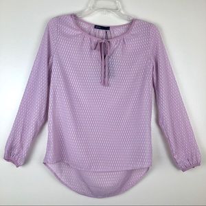 Gibson Sheer Swiss Dot Dash Blouse Lavender